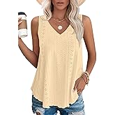 OFEEFAN Womens Tank Tops V Neck Sleeveless Flowy Loose Fit Basic Casual Summer Tops