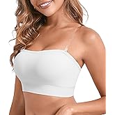 DEANGELMON Strapless Bras for Women Wireless Push Up Non-Slip Bandeau Bra Seamless Clear Straps TubeTop Padded Bralette