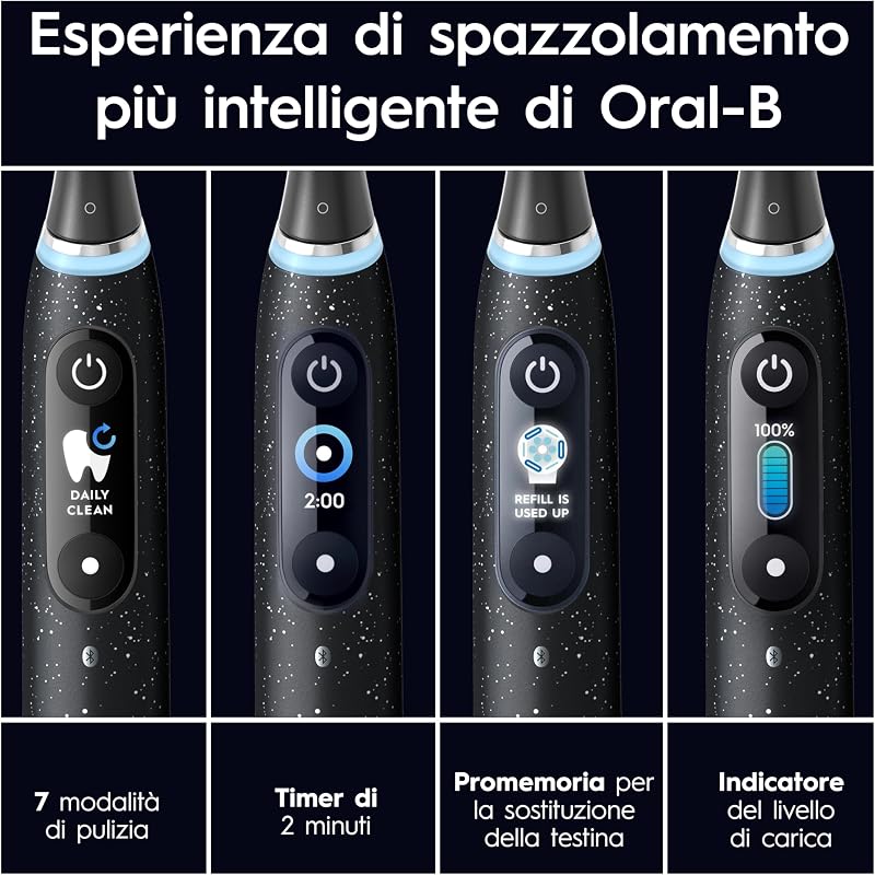 iO 10 Spazzolino Elettrico, 3 Testine di Ricambio, Custodia, Nero