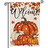 Fall Garden Flag,12x18 Inch Double Sided Outside for Thanksgiving Autumn Garden Welcome Pumpkin Decoration Flag