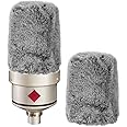 Geekria for Creators Furry Windscreen Compatible with Sennheiser MK 4, MK 8, TLM 103 Mic DeadCat Wind Cover Muff, Windbuster, Fluff Cover Windshield (Grey / 2 Pack)