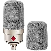 Geekria for Creators Furry Windscreen Compatible with Sennheiser MK 4, MK 8, TLM 49 Mic DeadCat Wind Cover Muff, Windbuster, Fluff Cover Windshield (Grey / 2 Pack)