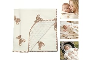 40x40 Inch Soft Baby Blanket Double Layer Cotton Receiving Wrap with Textured 3D Dotted Backing Breathable Nursery Throw Stro