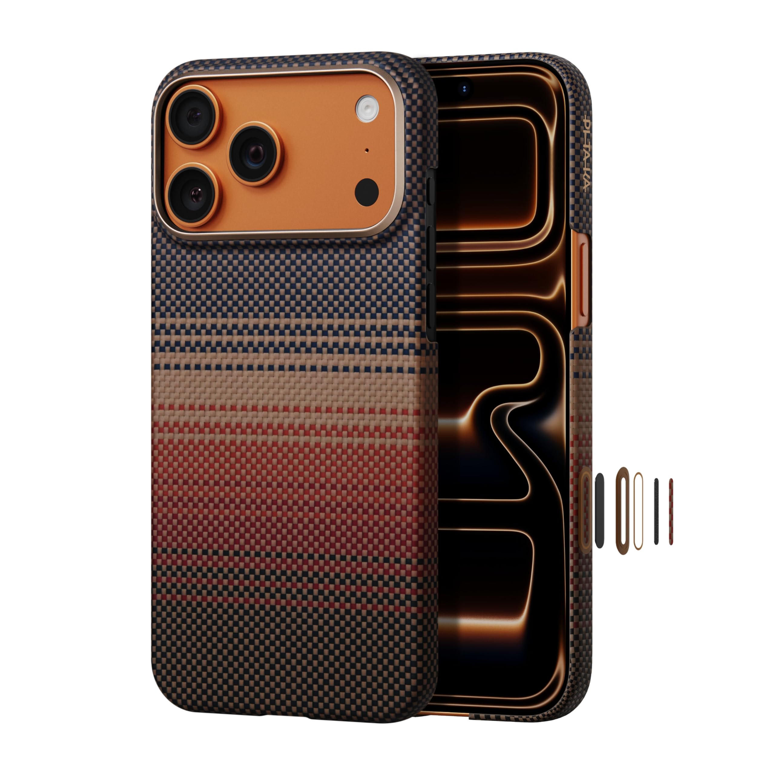 pitaka for iPhone 17 Pro Case 6.3" with Camera Control Button, Compatible with MagSafe, Ultra-Slim Case with Caseless Touch Feeling, 1500D Aramid Fiber Woven, Sunset