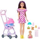 Barbie Skipper Babysitters Inc. Playset with Brunette Doll | Blonde Baby Doll, Stroller with Removable Car Seat &amp; 7 Accessories