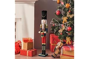 eUty 36" H Wooden Christmas Drummer Nutcracker Novelty Large Size Xmas Welcome Nutcracker Drummer with Felt Top Hat Porch Figurine Decor- Indoor & Outdoor
