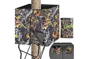 PFEIBK Hunting Tree Stand Blinds - Treestand Camo Blind Cover Deer Stand Accessories with Zipper and 2 Pocket, 102"x35.5" 2 Man Ladder Stands Blind Kit Hunting Ground Blind for Deer and Turkey