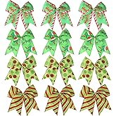12 PCS Red Green Christmas Wreaths Bows,6 Inch Large for Tree Gift Wrapping Garland,Xmas Decoration Holiday Party Crafts Tree Ribbon Ornaments