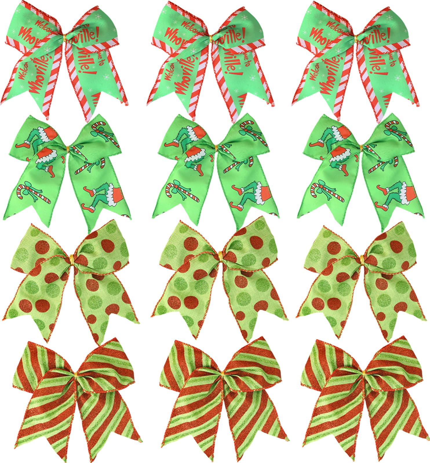 Photo 1 of 12 PCS Red Green Christmas Wreaths Bows,6 Inch Large for Tree Gift Wrapping Garland,Xmas Decoration Holiday Party Crafts Tree Ribbon Ornaments
