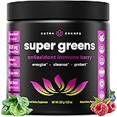 NutraChamps Super Greens Powder Premium Superfood | 20+ Organic Green Veggie Whole Foods | Wheat Grass, Spirulina, Chlorella | Antioxidant, Digestive Enzyme & Probiotic Blends (9.1 OZ, Antioxidant)