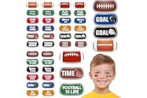 MAITYS 15 Sheets Football Temporary Stickers Kids Football Face Stickers Football Under Eye Sticker Face Paint for Football Game Party Decoration Favor Supplies