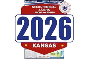COMPLIANCE AUDIT CENTER 2026 Kansas State and Federal Labor Law Poster - OSHA Workplace Compliant - Mandatory Regulations Posting for Employees - All-in-One Required Compliance Posting 17" x 40" - Laminated (English)