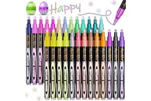 Aen Art Double Line Pens, 26 Colors Shimmer Outline Marker, Self-Outline Metallic Pen Art Supplies for Teen Girl Birthday Gifts