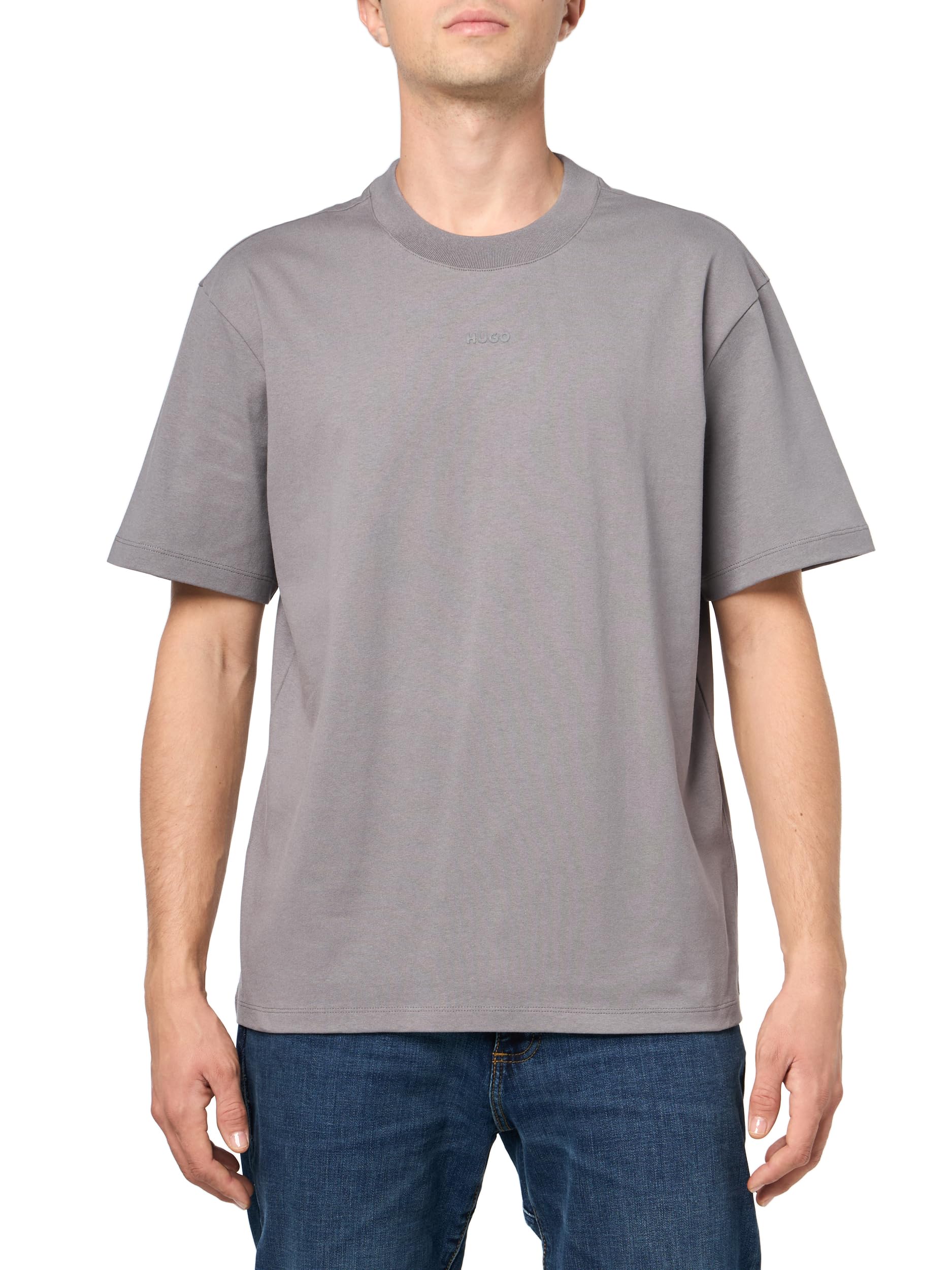 HUGO Small Center Logo Jersey Short Sleeve T-Shirt, Moonrock Grey, L
