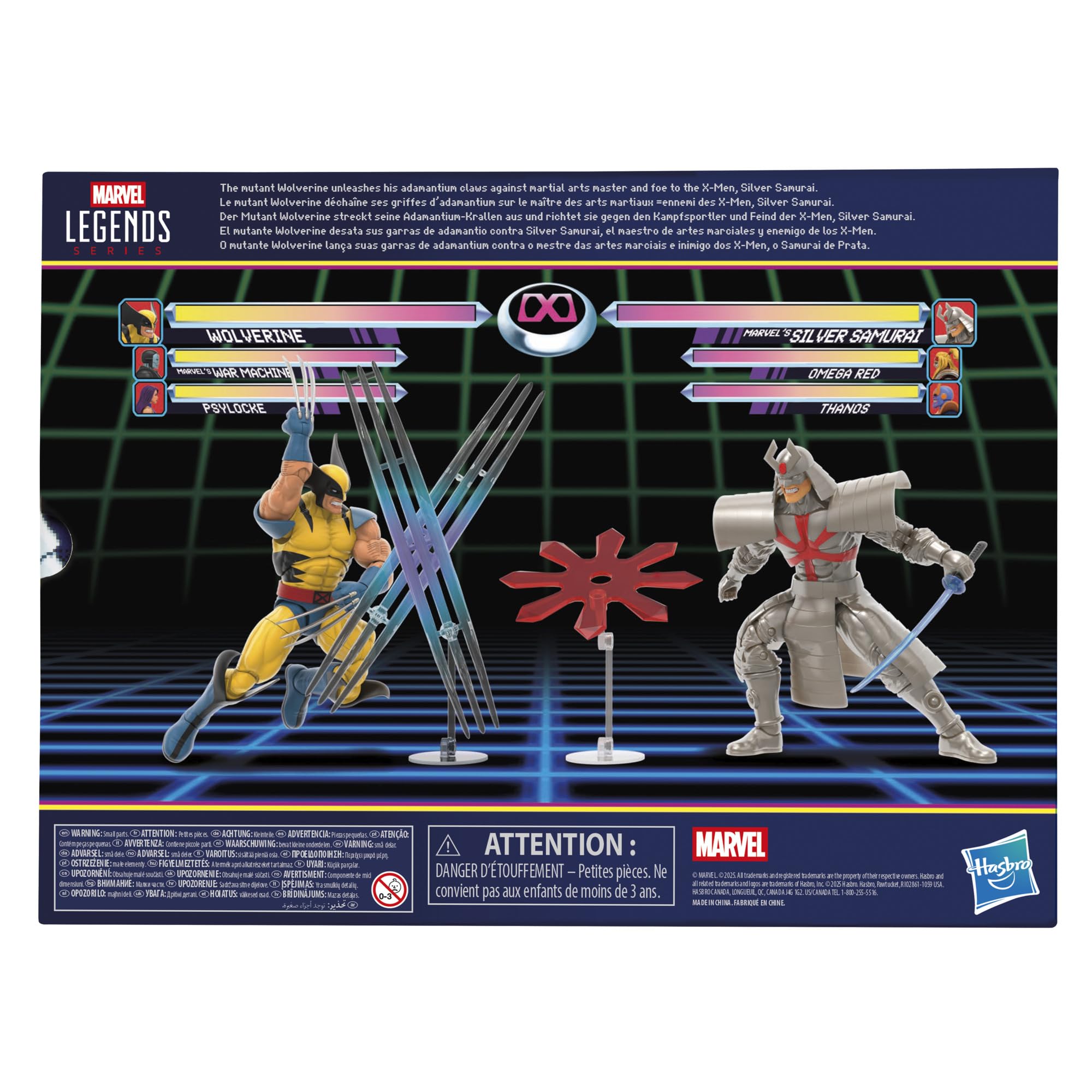 Marvel Legends Series Gamerverse Wolverine vs Marvel's Silver Samurai, Retro Video Game -Inspired Collectible 6-Inch Action Figures
