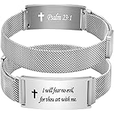 Alissl Cross Bible Verse Bracelet Stainless Steel Adjustable Christian Faith Link Bracelet Christian Religious Gift for Men Women Teenage Son Grandson Confirmation Christmas Stocking stuffers