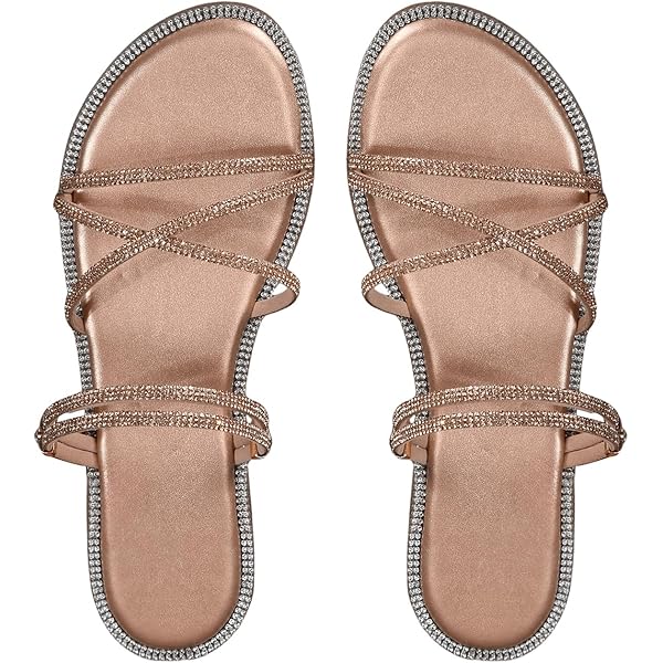 OYOANGLE Women's Leather Strappy Metal Toe Ring Sandals Open