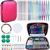 Weabetfu 60pcs Interchangeable Circular Knitting Needles Set,2.75mm-10mm | 13 Pairs of Aluminum Circular Knitting Needle,for Handmade DIY Knitting,4 Swivel Cable,Include Knitting Accessories,PU Case