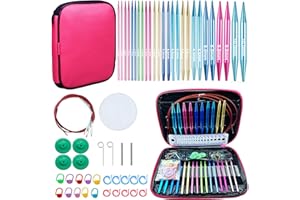 Weabetfu 60pcs Interchangeable Circular Knitting Needles Set with Case 13 Pairs of Aluminum Circular Knitting Needle for Handmade DIY Knitting with Knitting Accessories,(2.75mm-10mm)