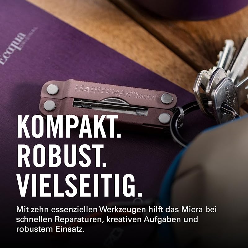 Micra - Edelstahl-Schlüsselanhänger Multi-Tool mit Federschere und 9 Werkzeugen - Lavender Mist