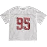 BEAUDRM Men's Number Print Jersey Shirt Crew Neck Short Sleeve Mesh Tee Tops Casual Football Jersey Shirts