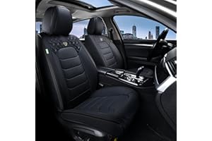 FLORICH Car Seat Covers, Leather Seat Covers, Front Seat Covers 2PCS,Waterproof Car Seat Protector, Auto Driver Seat Covers Accessories Fit for Most SUV Trucks(Black, Front Pair)