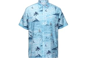 SEAOYOZO Men's Hawaiian Shirt Short Sleeve, Casual Button Down Tropical Print Aloha Shirt, Summer Beach Shirts for Holiday