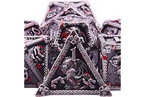 AUSTOR 7-Die Metal DND Dice Set with Box Dungeons and Dragons Dice Roll Playing Game Dice Polyhedral Dice D20 D12 D10 D% D8 D