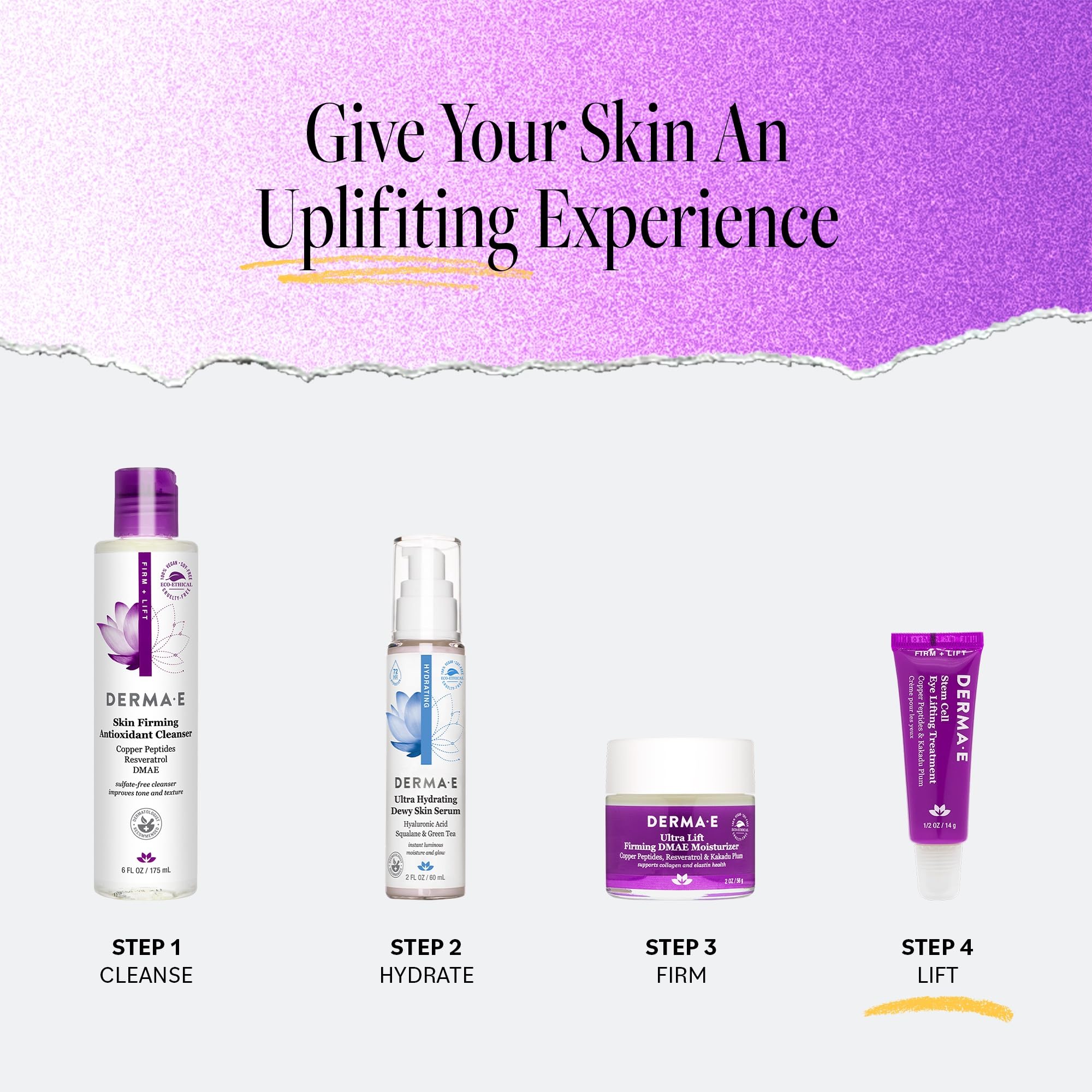 Derma E Stem Cell Lifting Eye Treatment – Multi Action Firming and Tightening Under Eye and Upper Eyelid Cream - Hydrating and Revitalizing Moisturizer, 0.5oz