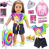 Ecore Fun 18 inch Girl Doll Suitcase Travel Luggage Accessories Play Set - 18" Doll Carrier Storage, Including Suitcase Camera Cell Phone Shoes ect…