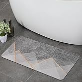 Stiio Large Bath Mat 17x35 inch, Super Absorbent Bath Mats Quick Drying Bathroom Rug Non-Slip, Thin Bathroom Rug That Fit Under Door, Washable Shower Door Mat for Kitchen, Bathtub,Sink,Grey
