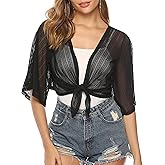 iClosam Women Summer Sheer Bolero Shrug Tie Front Chiffon Cropped Lightweight Cardigan