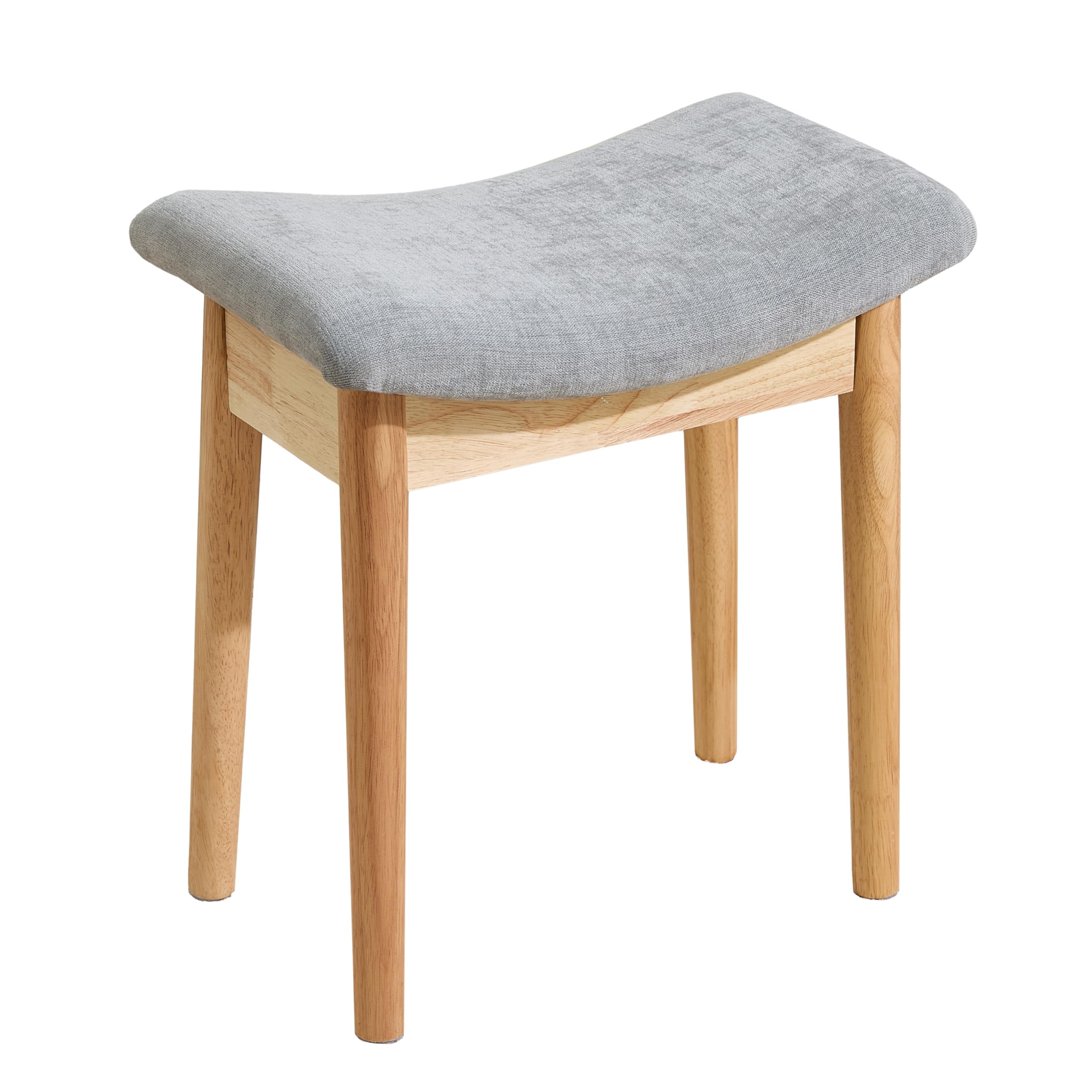 Photo 1 of Royal Windsor Vanity Stool with Saddle Cushion, 18 Inch Makeup Vanity Chair for Living Room, Morden Foot Stool Ottoman Piano Bench,Small Upholstered Bench for Bedroom, Grey