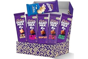 TREATS FROM HOME Cadbury Slabs Chocolate Box 6-Piece Assortment of Premium Cadbury Slabs Including Fruit & Nut, Rum & Raisin, Mint Crisp, Top Deck, Dream Biscuit, and Biscuit – Indulgent Chocolate Gift for Any Occasion