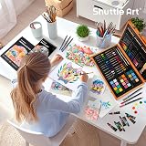 Shuttle Art 106 Piece Deluxe Art Set Wooden Case Pencils Oils Watercolors view 8