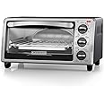 BLACK+DECKER 4-Slice Toaster Oven, TO1313SBD, Even Toast, 4 Cooking Functions Bake, Broil, Toast and Keep Warm, Removable Cru