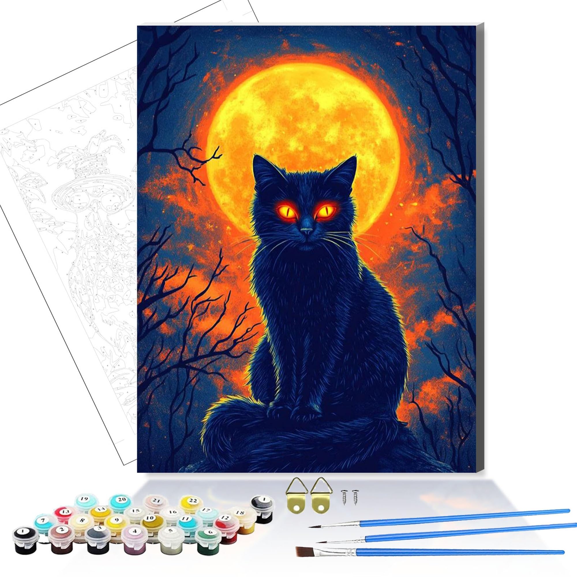 HEFEIS DIY Paint by Numbers for Adults,Wooden Framed Painting by Number Kits on Canvas,Acrylic Easy Color by Numbers for Beginner,Small Gifts Decor for Home Wall Room (Cat2)