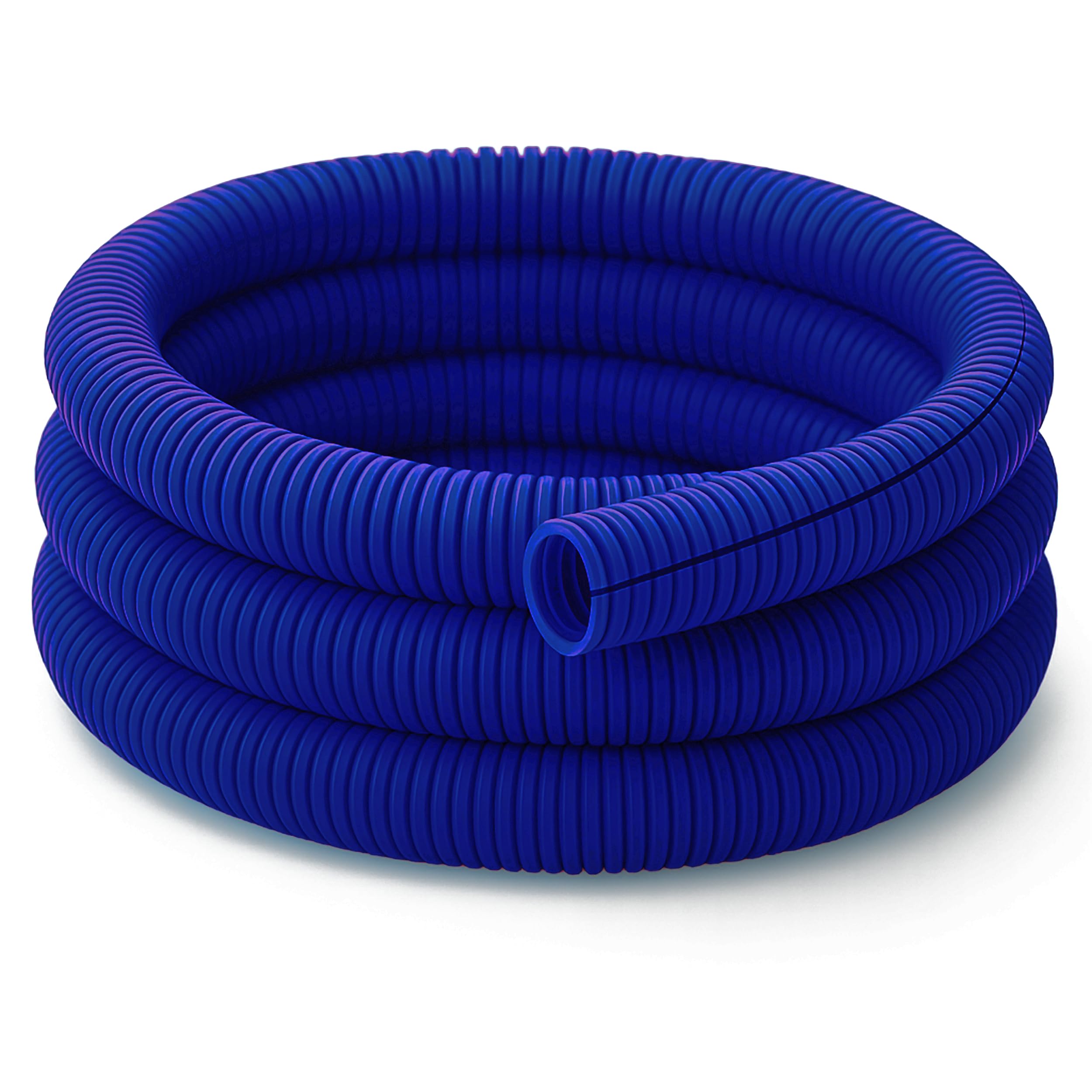 Electriduct Split Wire Loom Tubing Polyethylene Corrugated Flexible Conduit - 1" Nominal Size - 20 Feet - Blue