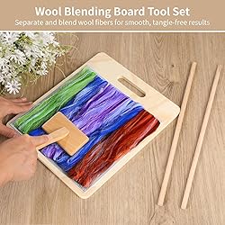 Varku 4 PCS Wool Blending Board Set, Wooden Carding
