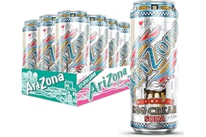 AriZona Chocolate Egg Cream Soda, Tunnels to Towers Foundation - Big Can, 22 Fl Oz (Pack of 12)