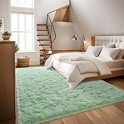 DweIke Fluffy Sage Green Rugs for Bedroom Living