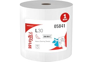 WypAll GeneralClean L30 Cloths Heavy Duty Cleaning Wipes, Jumbo (05841), Strong and Soft Bulk Paper Wipers, White (1 Roll of 875 Sheets)