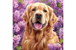 SENQAO 5D Diamond Painting Kits for Adults, Golden Retriever Diamond Art Kits for Adults Beginners, DIY Full Drill Round Diam