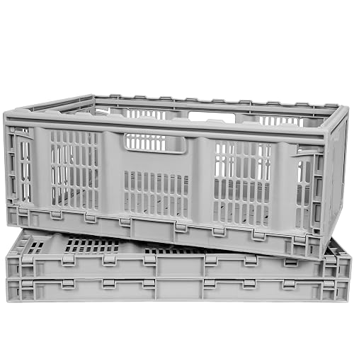 CleverMade Collapsible Utility Crates - Grey 3 Pack 46L - Stackable ...