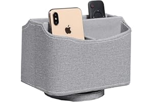 UnionBasic Rotating Desk Organizer, 360 Degree Desk Spinning Caddy, Desktop TV Guide/Mail/Media/Remote Controller Holder Organizer, Grey Linen Texture