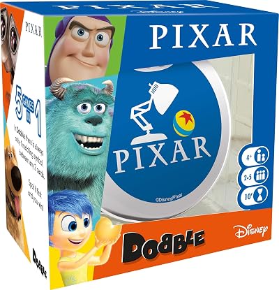 Asmodee Dobble Pixar Quick Reaction Card Game 2-5 Players 4+ 20 Min