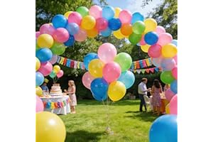 Rainbow Balloons 100 Pack, Assorted Color Latex Balloons for Party Decorations - Bright Helium & Air Fillable, for Birthday, 