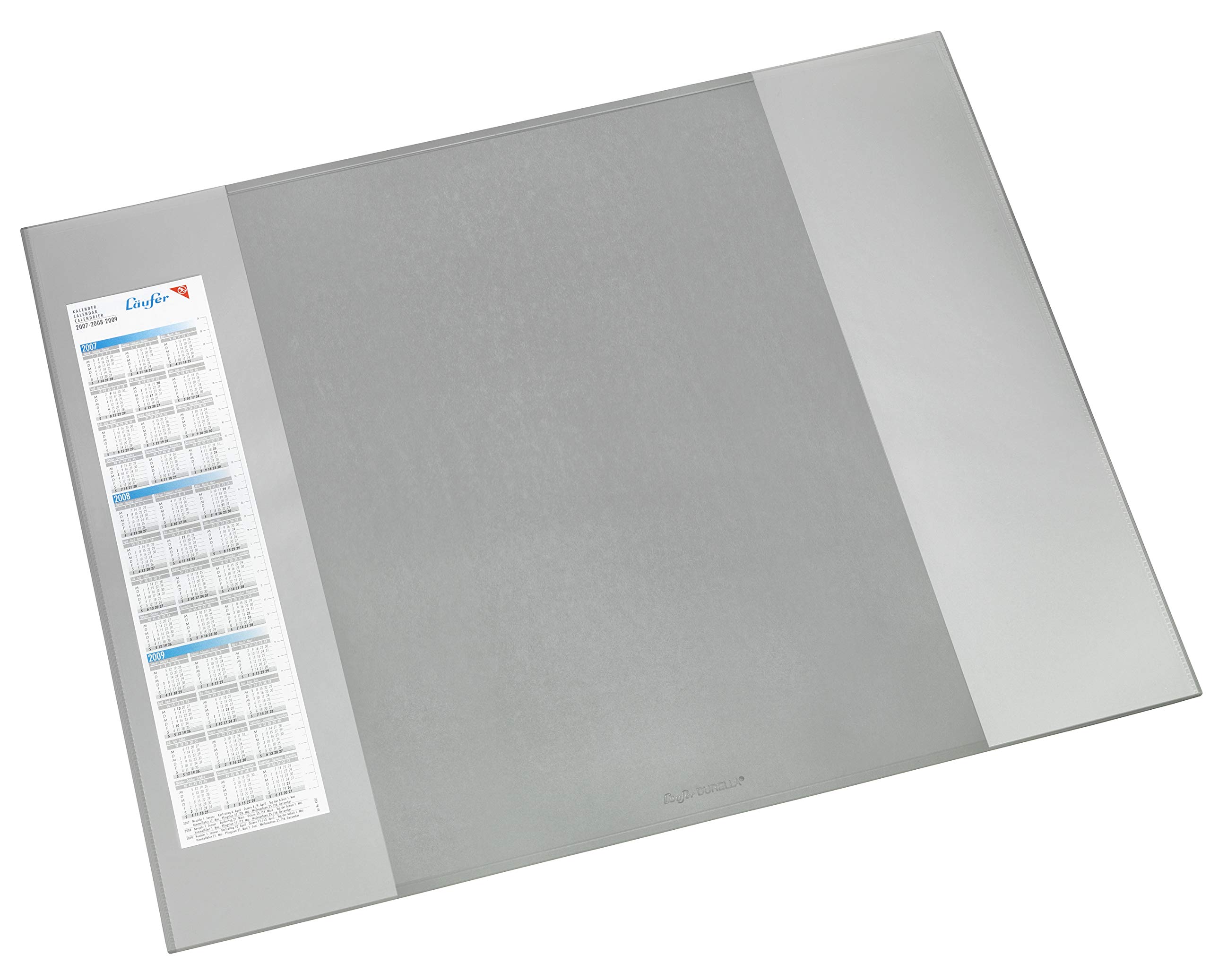 Läufer Durella D2 42653 Desk Mat with Two Transparent Side Strips, 52 x 65 cm, Grey, Non-Slip Desk Mat