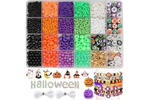 JVUOUXY 2355PCS Halloween Clay Beads Bracelet Making Kit Seed Beads with Ghost Pumpkin Bat Charms Kit for Jewelry Making Halloween Gifts DIY Friendship Bracelet Kit for Girls, Lover