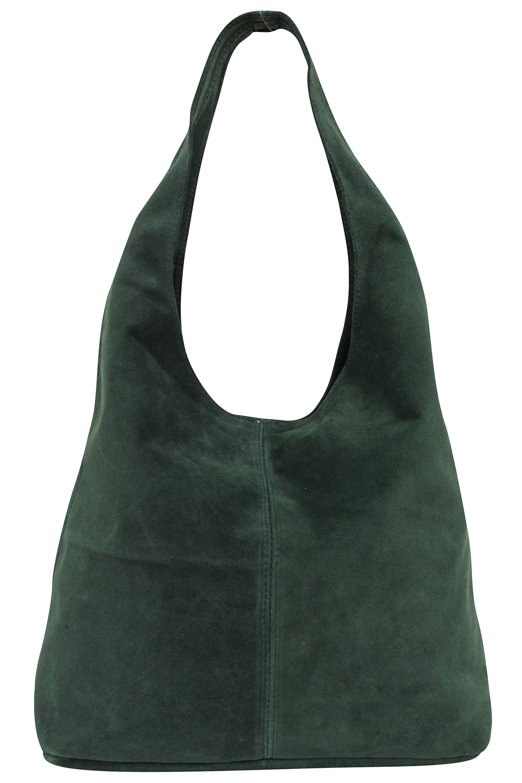 Ambra women’s suede handbag, shoulder bag, leather bag, shopper bag, WL818 Green Size: XL
